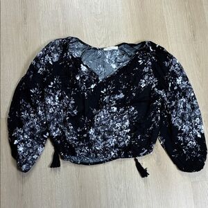Lovestitch Black and Gray Floral Blouse